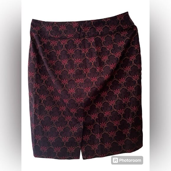Loft Paisley Coral Mauve Deep Purple Pencil Skirt | ECU | Sz. 4| 100% Cotton - Picture 4 of 5